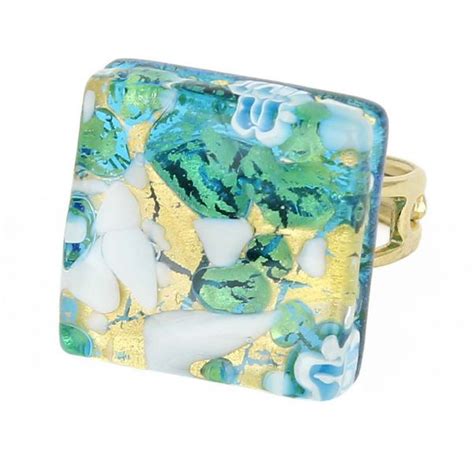 Murano Rings Sorgente Millefiori Murano Glass Ring Multicolor Glass Jewelry Resin Jewelry