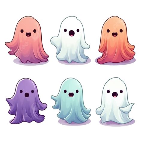 Cute Ghost Characters Color Vector Illustration For The Halloween