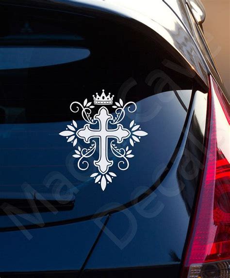 Cross Crown King Christian Decal Car Laptop Graphic Sticker Etsy