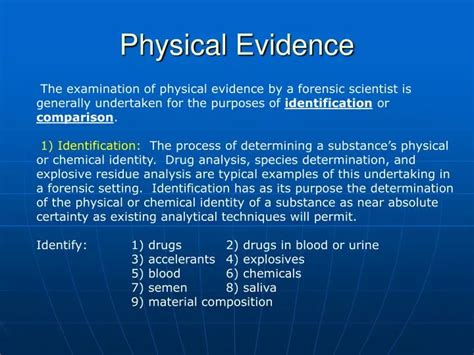 Forensic Science Physical Evidence Examples