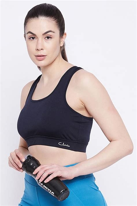 Buy Medium Impact Padded Racerback Sports Bra With Removable Cups In