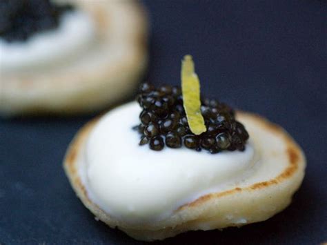 Whisk the heavy cream and the sour cream together in a small bowl. Caviar with Creme-Fraiche Blini Recipe | Sarah Sharratt ...