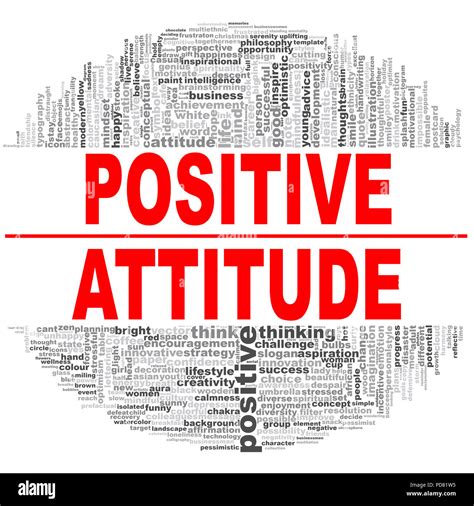 Positive attitude word cloud. Creative illustration of idea word lettering typography . 3D ...