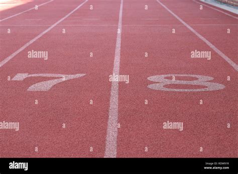 Track And Field Race Course Lanes 7 And 8 Stock Photo Alamy
