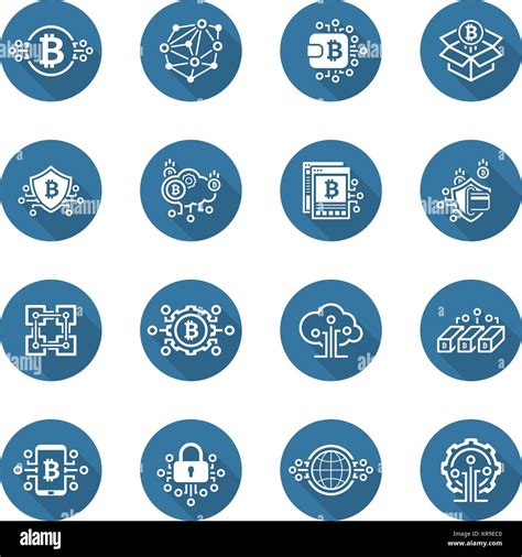 Bitcoin And Blockchain Cryptocurrency Icons Stock Vector Image And Art