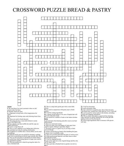 Crossword Puzzle Bread And Pastry Wordmint