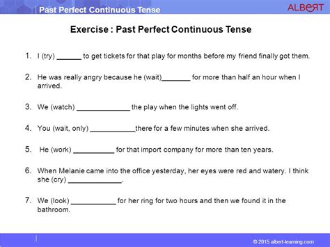 Exercise Of Past Perfect Continuous Tense Exercise