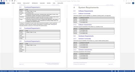 functional requirements templates templates forms checklists for ms