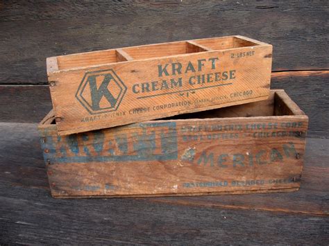 Kraft American Cheese Wood Box 5 LbsÂ And 2 Lbs Kraft Cream Cheese BoxÂ