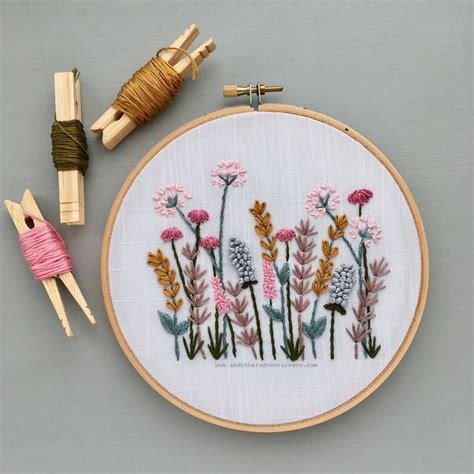Floral Meadow Hand Embroidery Pattern Pdf Download Hand Etsy Floral