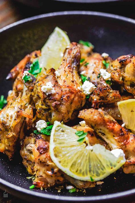With the heat of the charcoal grill monitored, grill the wings. Greek Baked Chicken Wings Recipe with Tzatziki Sauce | The ...