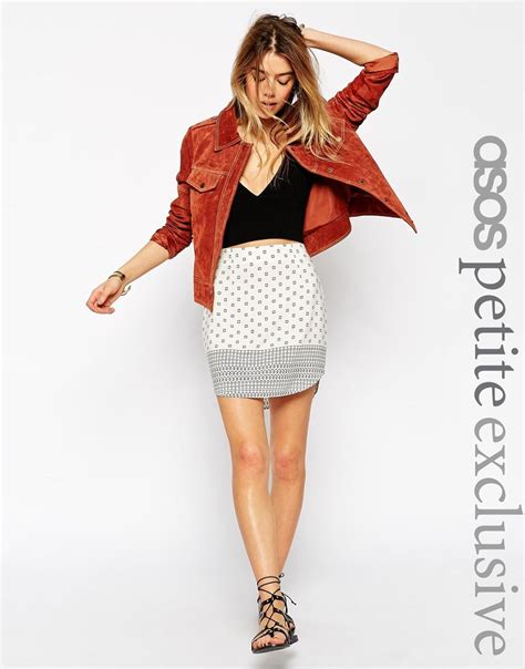 Once models have been identified and verified, please plac. ASOS PETITE Exclusive Mini Skirt in Border Print | Mini ...