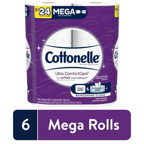 Cottonelle Ultra Comfortcare Soft Toilet Paper 6 Mega Rolls Bath