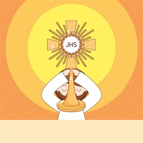 Desenho Animado Jesus Eucaristia Ilustração Vetorial Vetor Premium