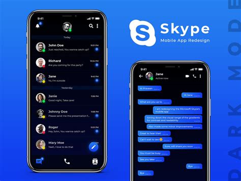 skype mobile app redesign dark mode mobile app app interface design mobile marketing apps