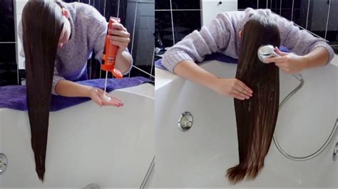 ASMR Hairwash Long Hair Washing Forward Hair Shampooing YouTube