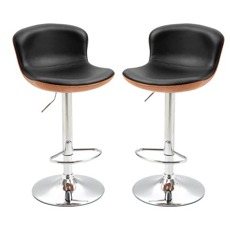 HOMCOM Set of 2 Adjustable Bar Stools, Swivel Barstool Chairs with ...