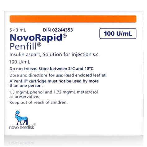 Novolog Penfill Cartridge Insulin Aspart Pharmaserve