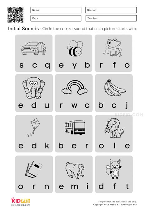 Initial Sounds Worksheets For Kindergarten Kidpid