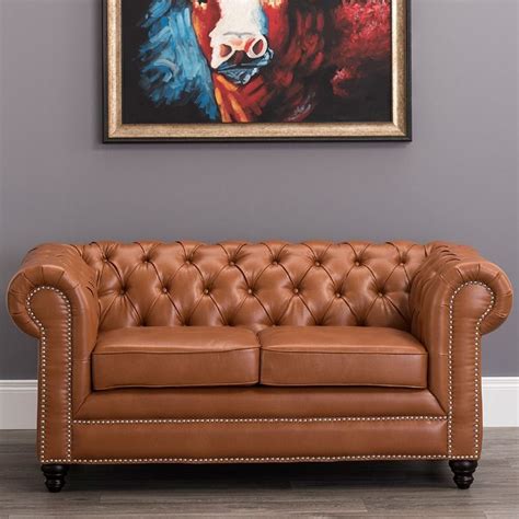Faux Leather Chesterfield 2 Seater Sofa Tan Tan Chesterfield Sofa