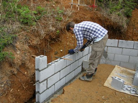 Concrete Block Wall Construction For Retaining Wall Or Extension