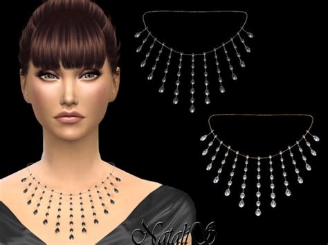 The Sims Resource Oval And Pear Diamond Necklace By Natalis • Sims 4