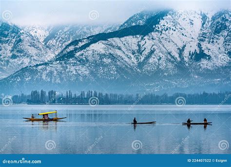 A Beautiful View Of Dal Lake In Winter Srinagar Kashmir India