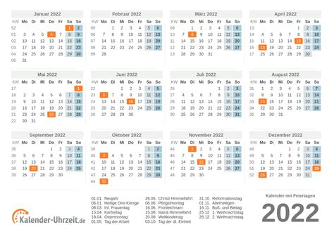 Kalender 2022 Zum Ausdrucken Kostenlos