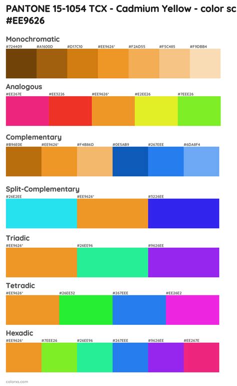Pantone 15 1054 Tcx Cadmium Yellow Color Palettes And Color Scheme