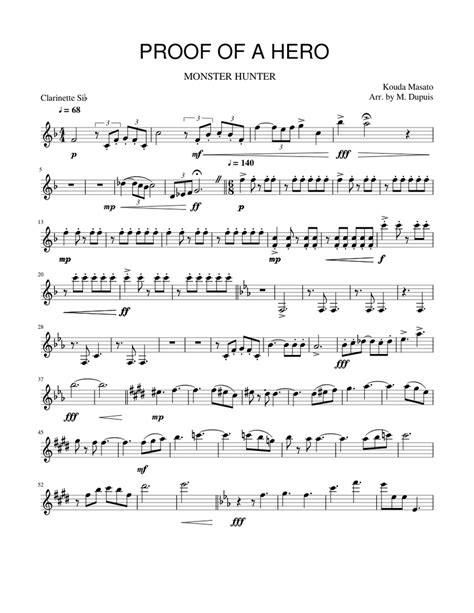 Proof Of A Hero Clarinet Sheet Music For Clarinet Download Free In