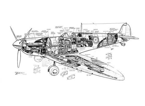 Supermarine Spitfire Mk A Cutaway Drawing Available As Framed Prints