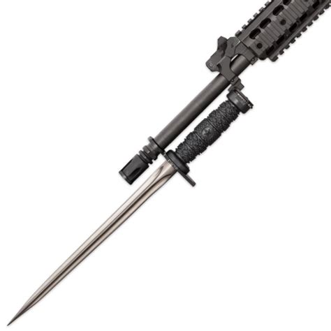 Grey Rifle Bayonet And Sheath Stainless Steel Quad Edged Blade Tpu