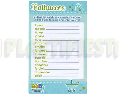 Juegos Juego Baby Shower Balbuceos Niño 10 Pz