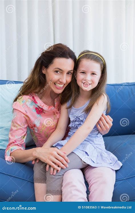Mother And Daughter On The Couch Stock Image Image Of Domestic Cheerful 51083563
