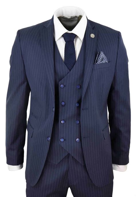 Mens 3 Piece Suits Australia Mens 3 Piece Pinstripe Navy Blue Suit