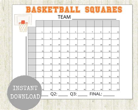 Basketball Squares Game Madness Squares Basketball Etsy