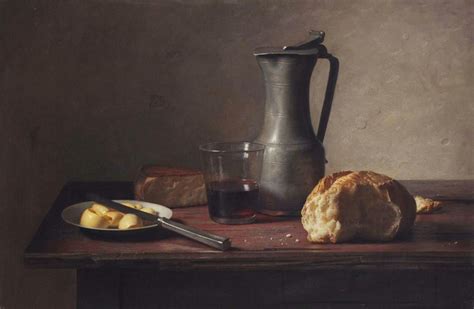 A Still Life With Cheese Bread Butter And Wine By Jan Eversen Dutch