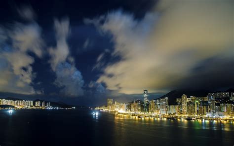 Wallpaper Landscape Lights Sunset Sea City Cityscape Hong Kong