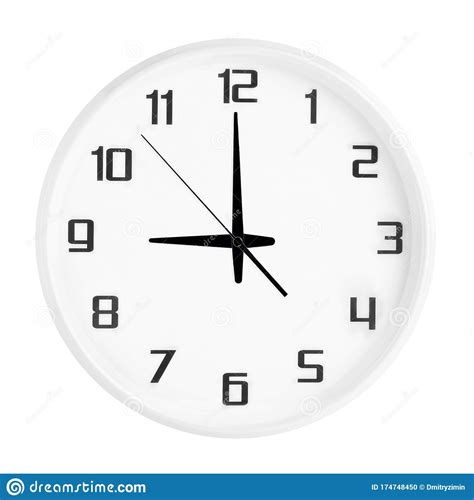 White Round Office Clock Showing Nine O Clock Isolated On White