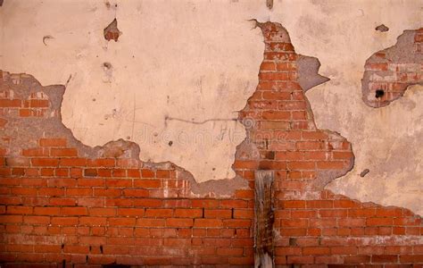 Old Red Brick Building Wall With Broken Plaster Stock Photo Image Of