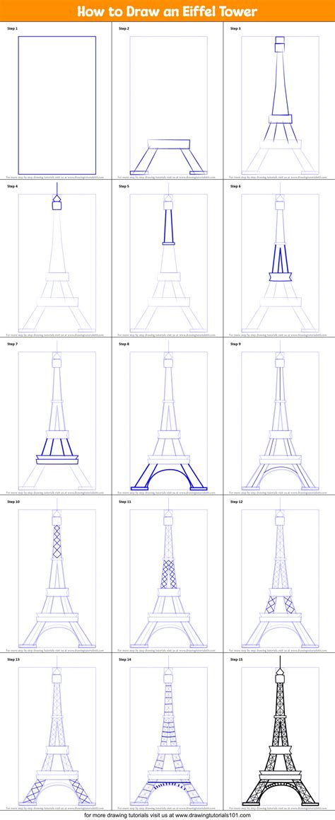 How To Draw An Eiffel Tower Wonders Of The World Step By Step
