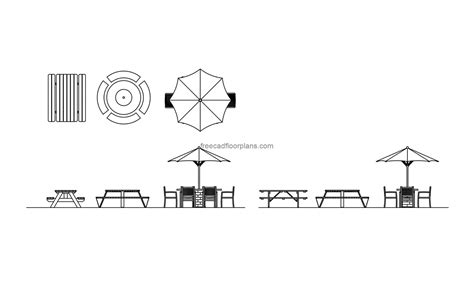 picnic tables free cad drawings