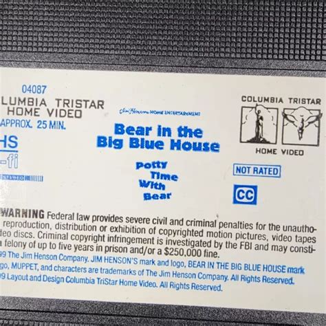 Bear In The Big Blue House Potty Time With Bear Vhs No Sleeve 099