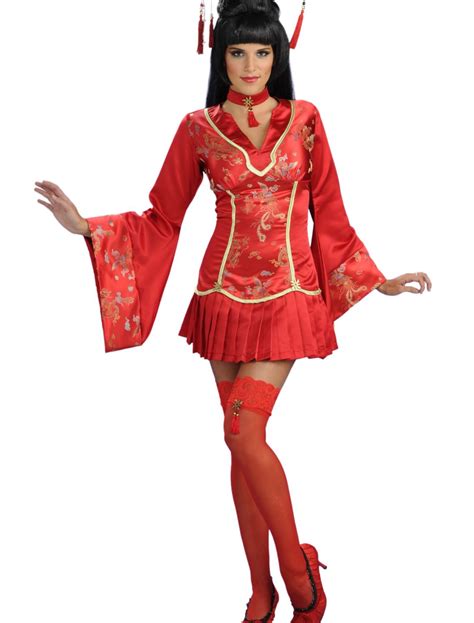 Sexy Red Ginger Geisha Costume Halloween Costumes