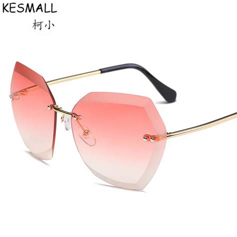 kesmall 2018 new oversize no frame brand design sunglasses fashion ladies ocean color sun