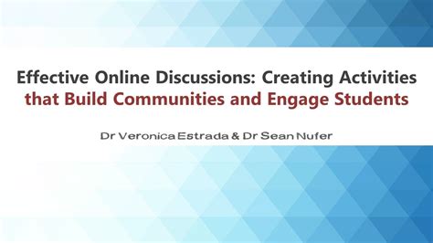 Effective Online Discussions Creating Activities That Build