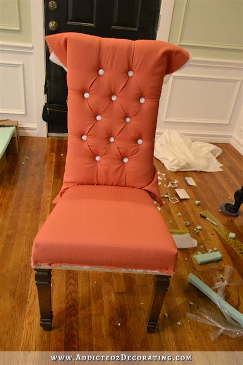 Dining Chair Makeover From Cane Back To Tufted And Skirted Part 1