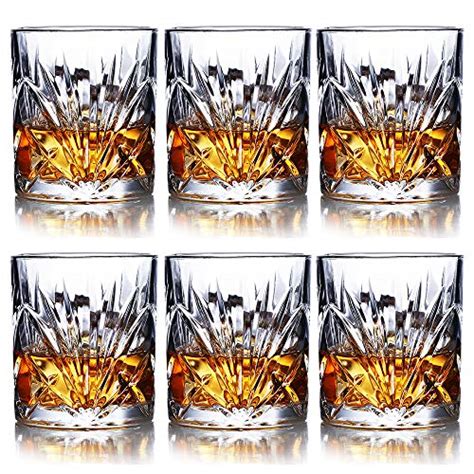 Whiskey Glasses Set Of 6 10oz Premium Lead Free Crystal Whiskey Glass Rock Style Old