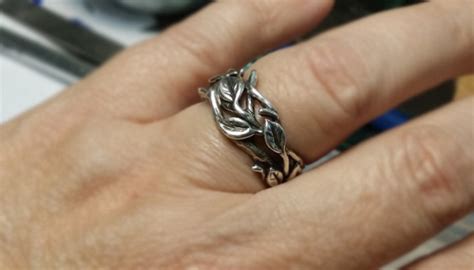 Sterling Silver Leaf And Twig Band Ring Tree Branch Ring Etsy