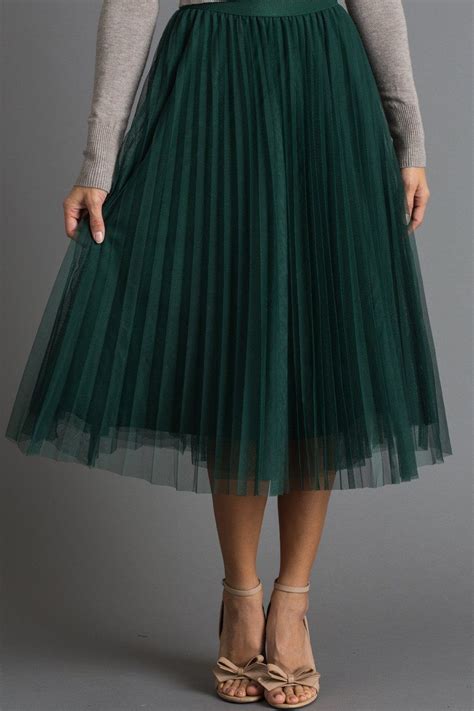 Tulle Midi Skirt Pleated In Green Vienna Morning Lavender Online